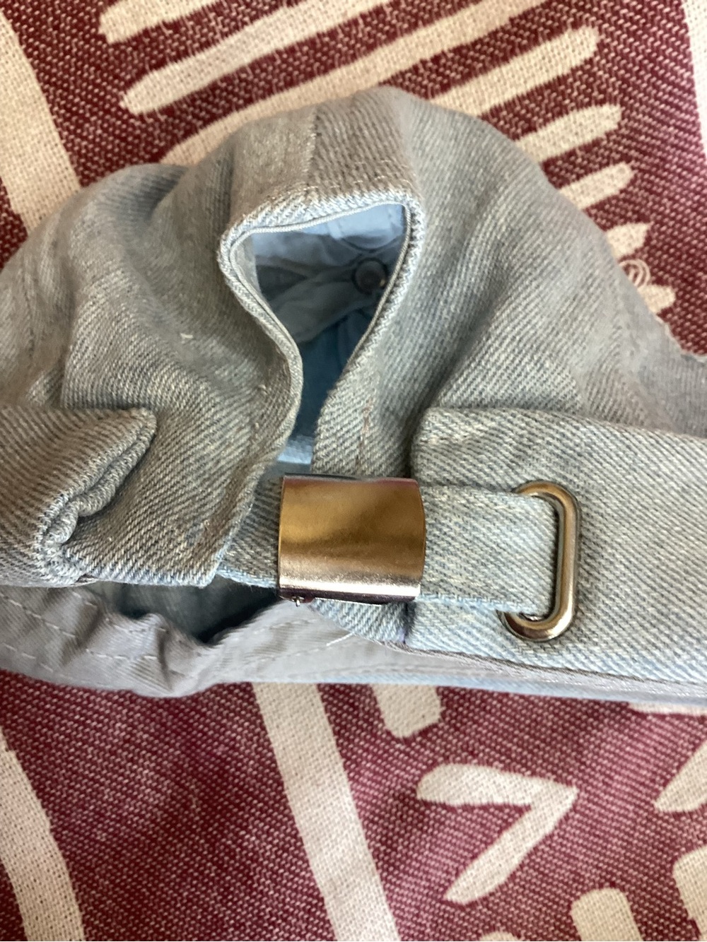 Light Blue Distressed Denim Cuffed Beanie - Picture 9 of 11